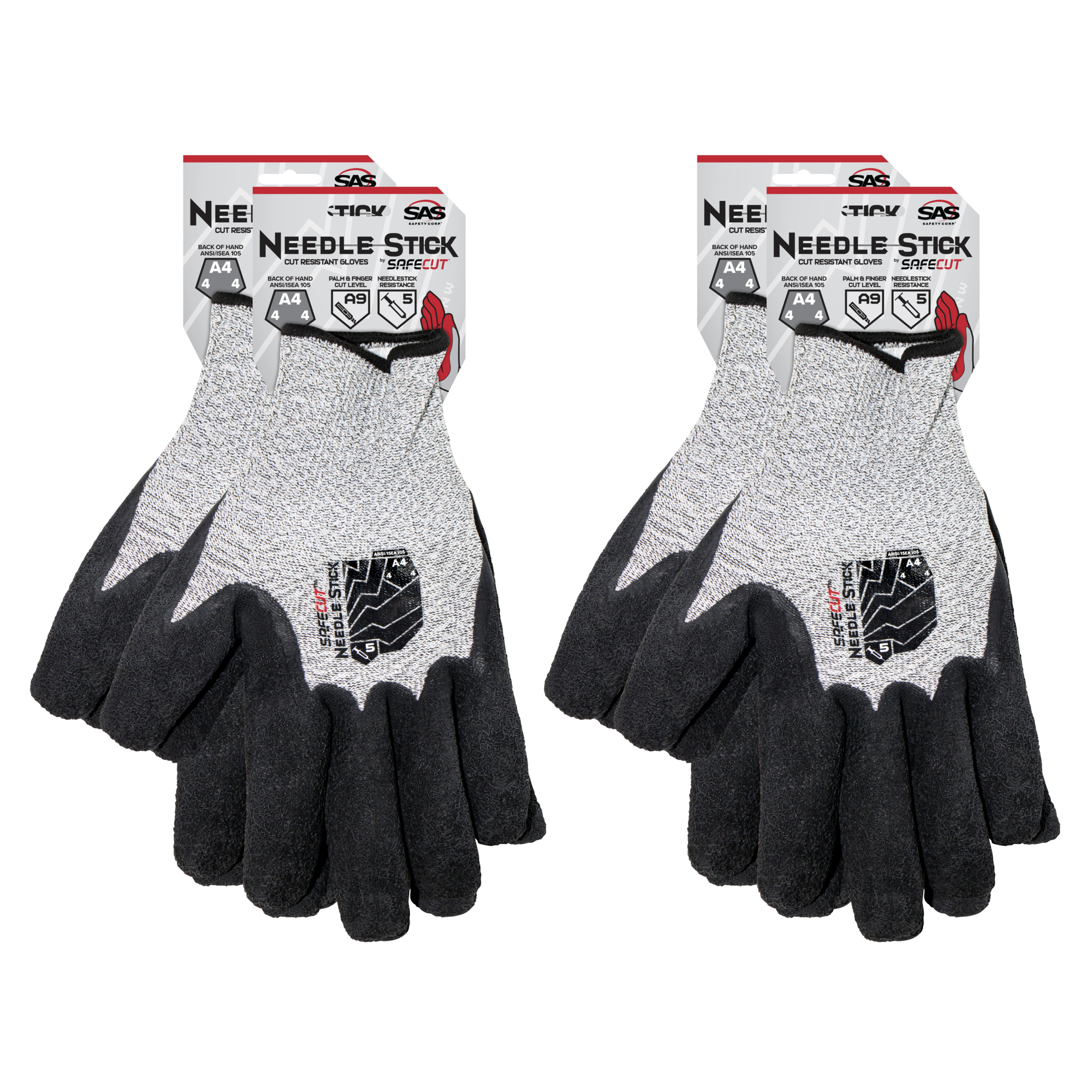 SAS Safety SafeCut A5 Punture A4 CutResist LatexGlove LXL 4Pr